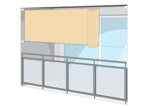 Seilspannmarkise für Balkon - waagrecht